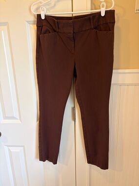 Loft Women’s Brown Stretch Slim Ankle Pants, size 8